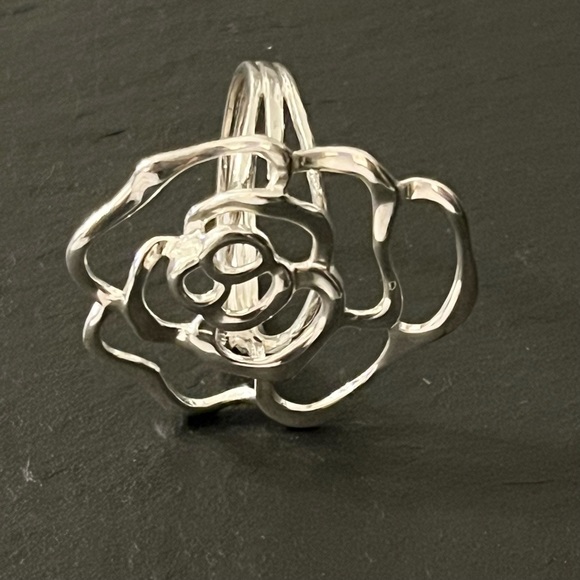 Sterling Silver Large Blooming Rose Flower 925 Statement Ring Size 11.5-12 - Picture 4 of 16